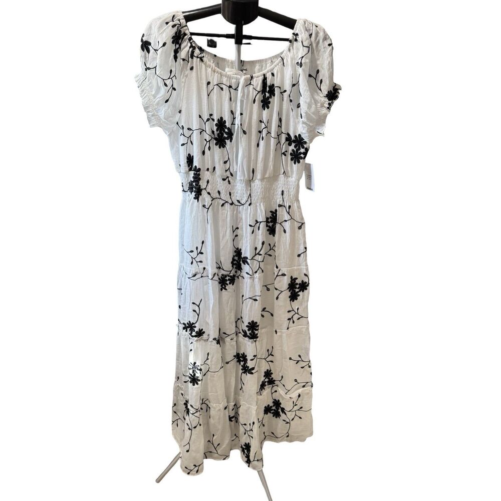 NWT Anthropologie Kindred Embroidered Floral Boho Lined Smocked Dress 2X